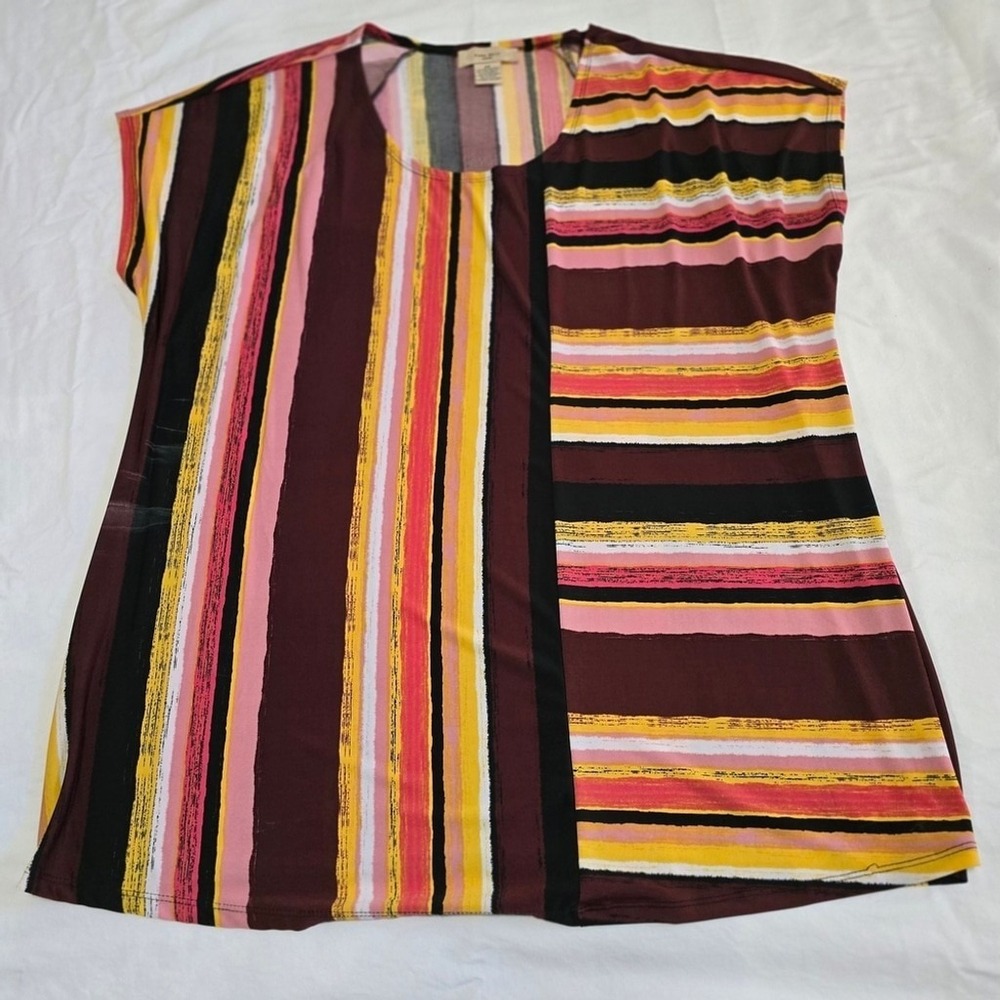 Diana Belle Striped Multicolor Women's Blouse 2X W /0016